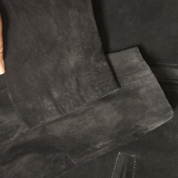 Equestrian Suede Leather Embroidered Jacket Blazer Size Medium Satin Lined Black - Picture 13 of 15